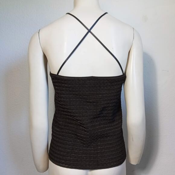 Armani Collezioni Silk Knit Top NEW Brown M * 8 Camisole Spaghetti Straps Crop - Picture 4 of 8